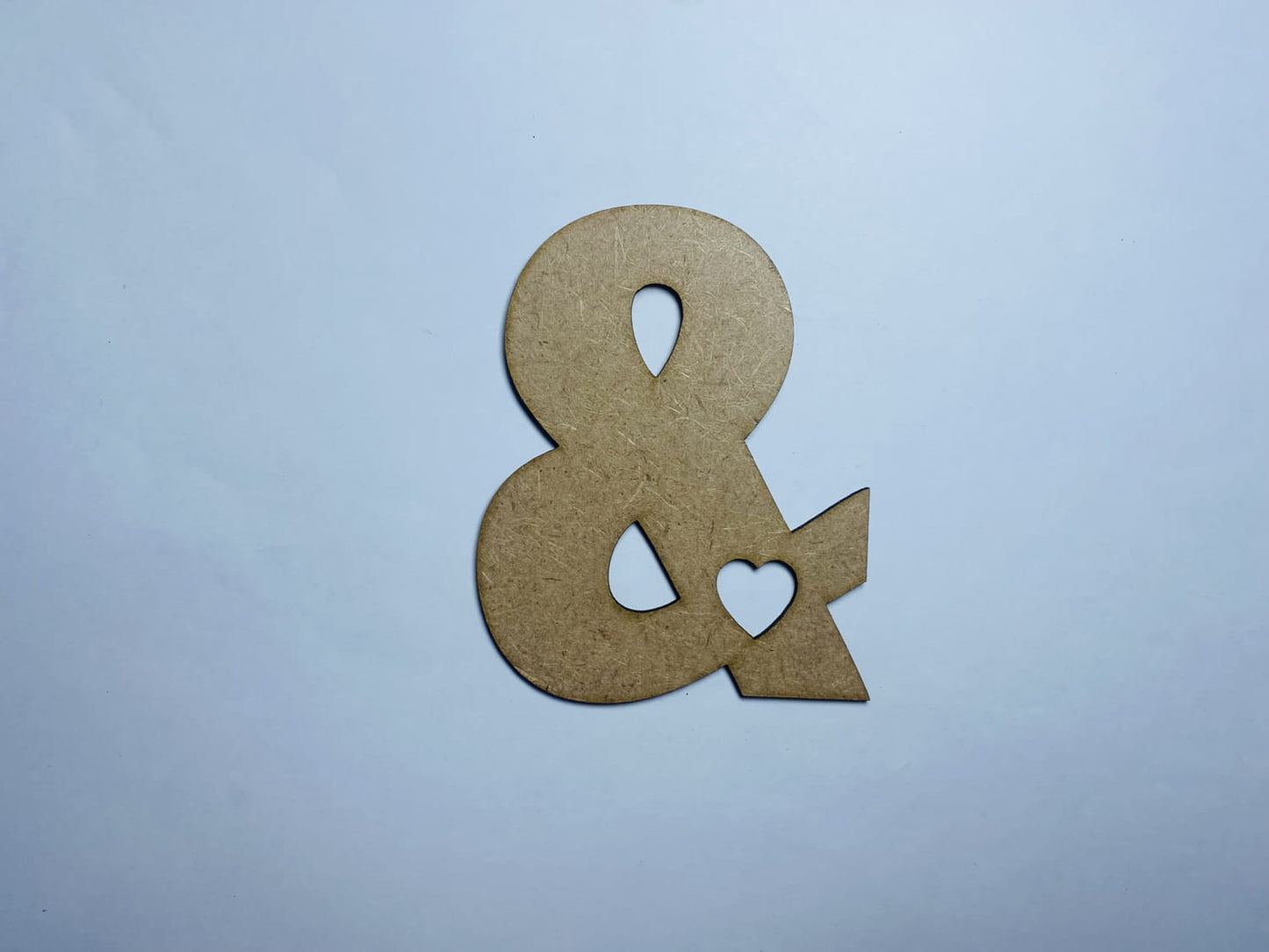Laser Cut Wood Ampersand With Heart Cutout 76mm