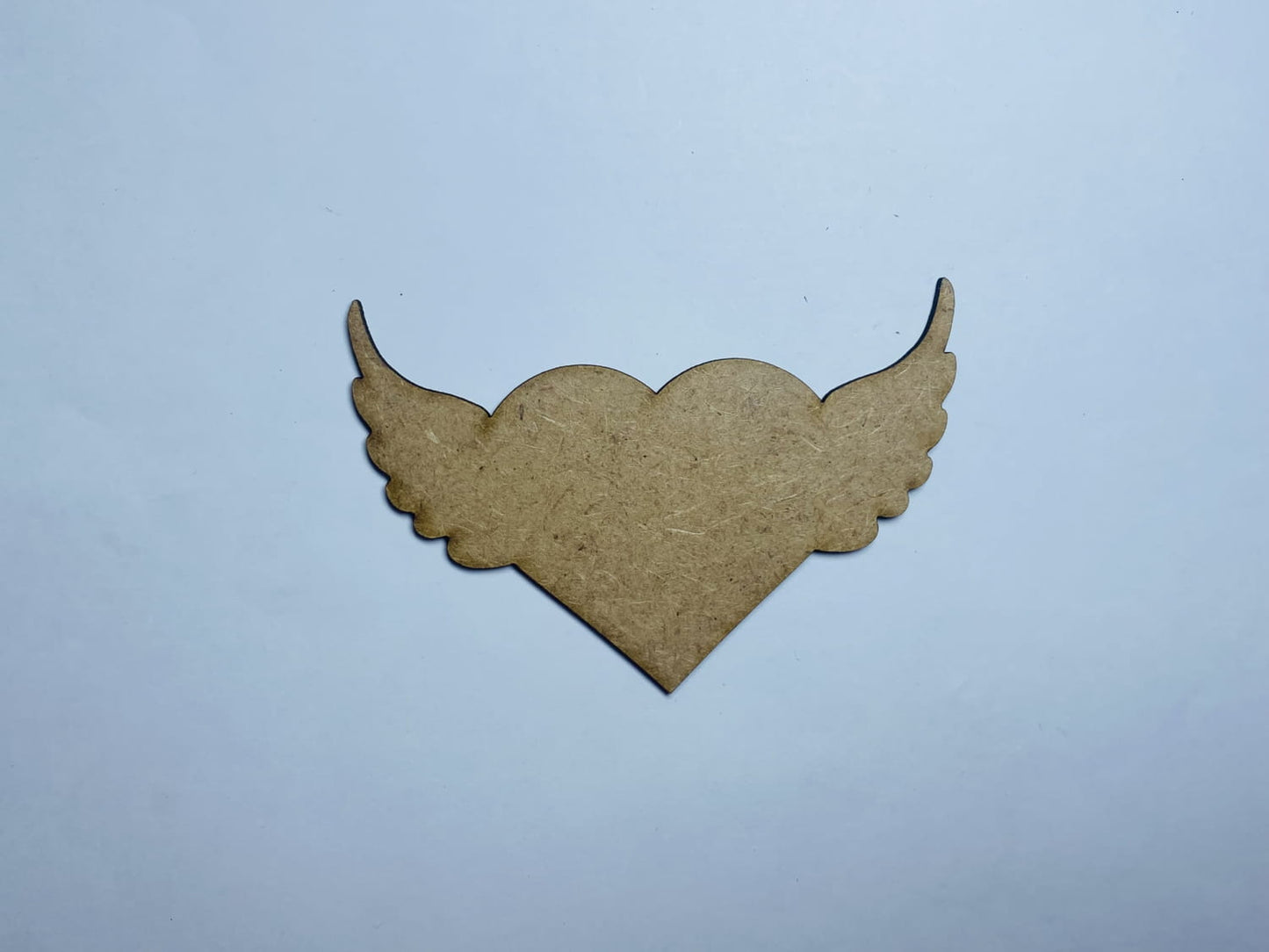Laser Cut Heart With Wings Wood Cutout 76mm high