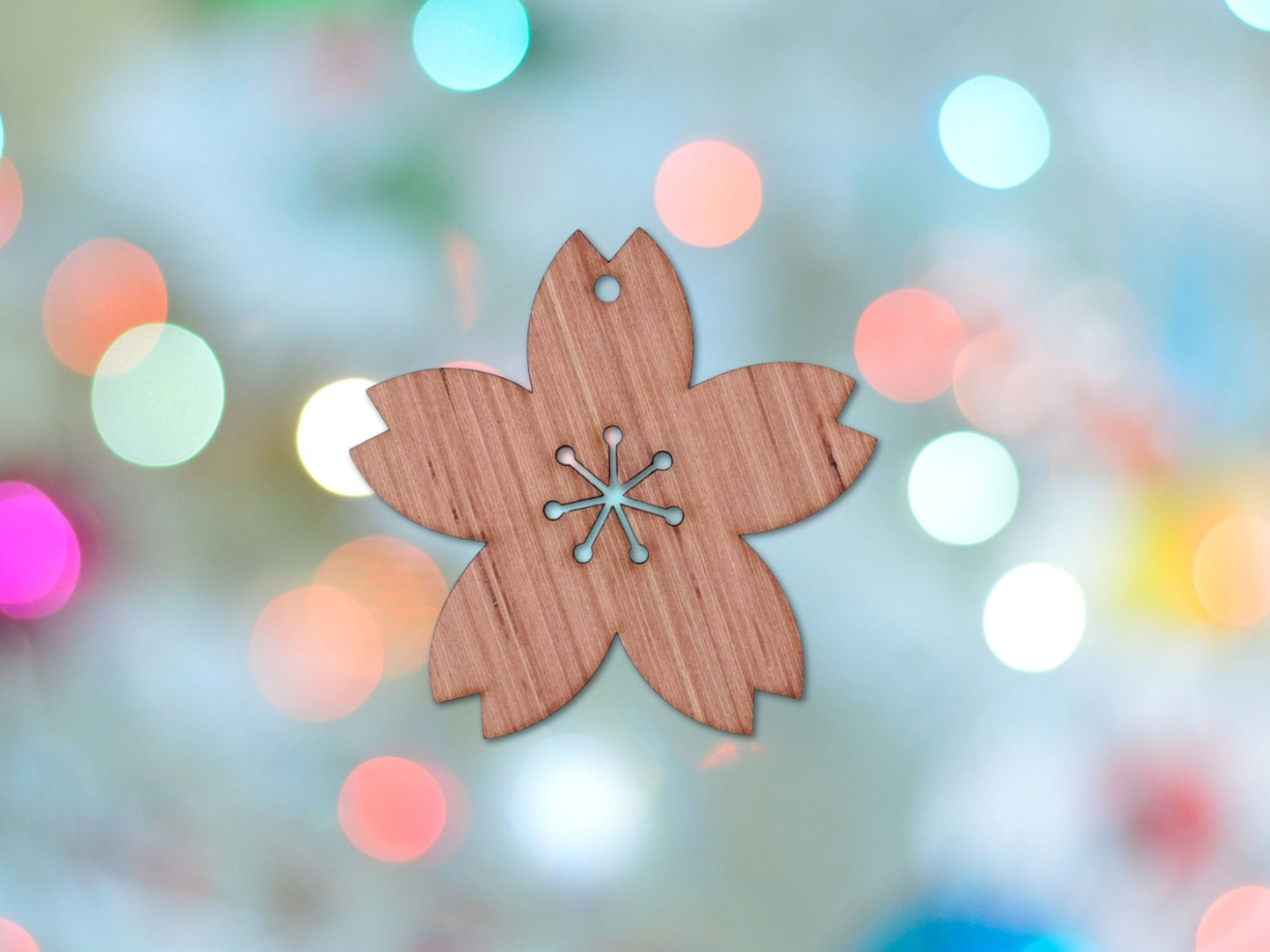 Laser Cut Hibiscus Flower Wood Christmas 76mm high