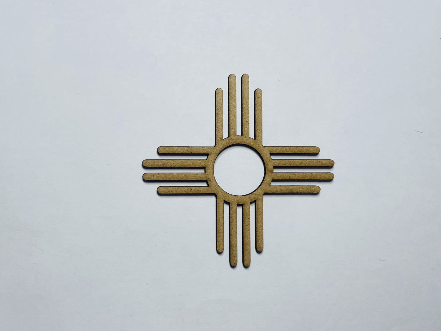 Laser Cut Zia Symbol Shape Wood Craft Cutout 76mm high