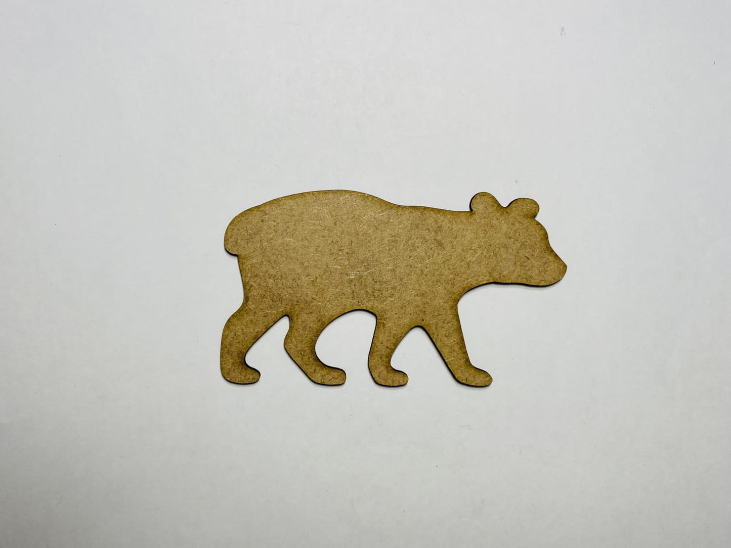 Laser Cut Bear Cub Wood Cutout  76mm high