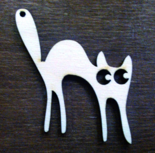 Laser Cut Wood Spooky Cat Cutout 76mm