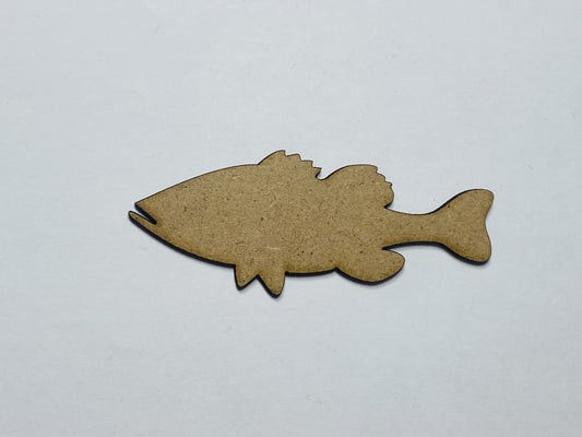 Laser Cut Bass Fish Wood Cutout  76mm high