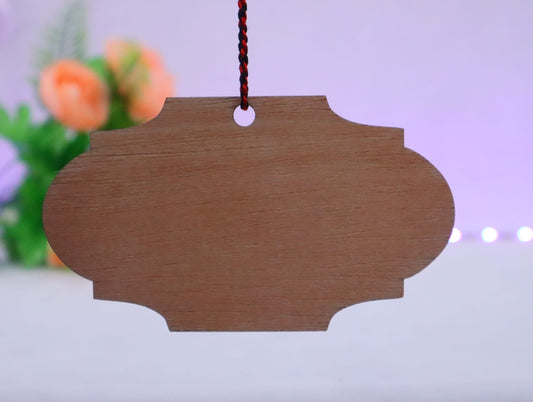 Laser Cut Wood Hanging Plaque Board Tag For Ornaments Tree Decorations76mm high