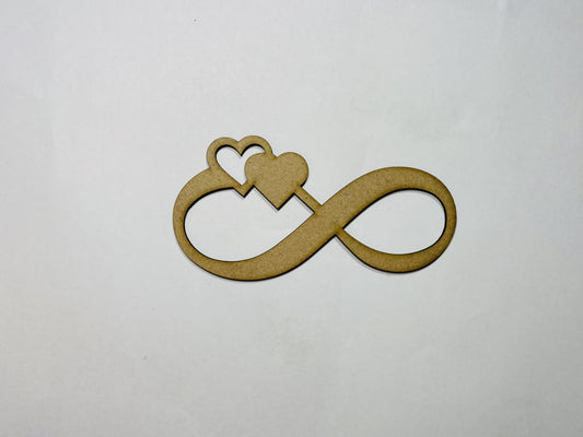 Laser Cut Wood Infinity Heart Craft Shape Cutout  76mm