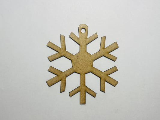 Laser Cut Christmas Unfinished Wooden Snowflake Ornament Hanging  76mm high