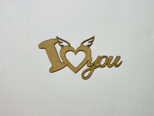 Laser Cut I Love You Wooden Cutout  76mm