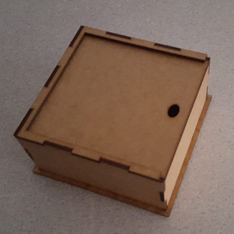 Wooden sliding lid box laser cut - 110 X 110 X 50