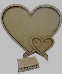 Heart shape Wedding Guest Book - drop frame -  with stand and 100 hearts and box - 600mmx500mm